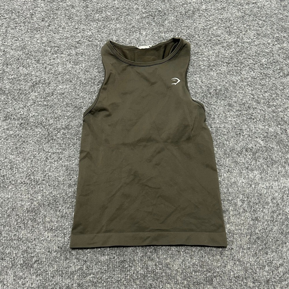 Gymshark Tank Top Womens Size XS Olive Green Seamless Racerback Athletic Shirt